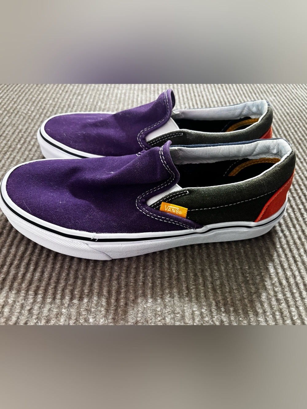 Vans Slip-On Canvas Sneakers in Purple with Multicolor Accents